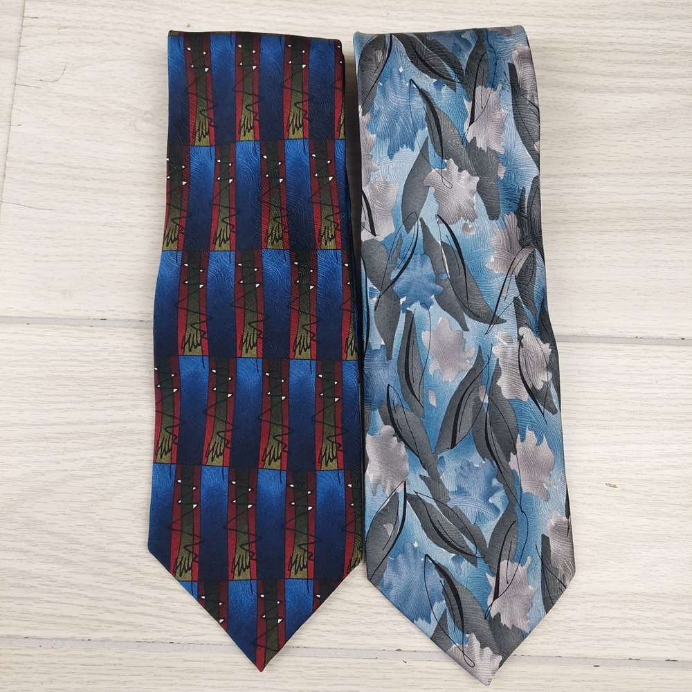 J. Garcia Silk Necktie Set Mens OS Blue Paris in the Rain Butterfly Study II 2pk